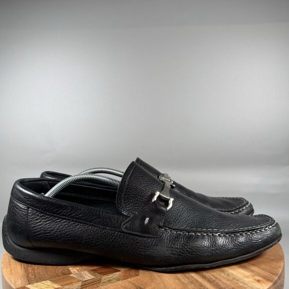 Salvatore Ferragamo Horsebit Loafer Dress Shoe Men 13 D Black Leather Business - Picture 1 of 9